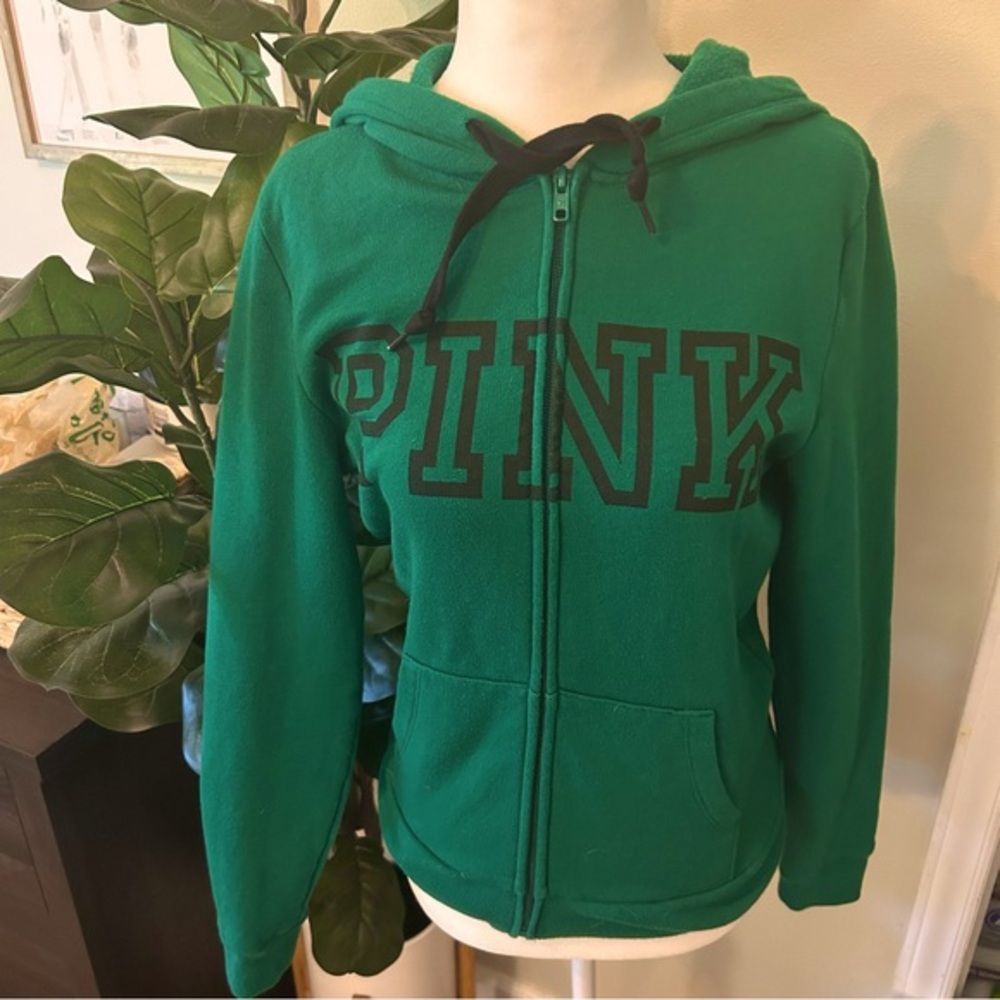 NWOT Pink by Victoria’s Secret green zip up hoodie
